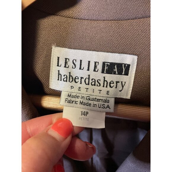 Leslie Fay Brown Single Breasted Two Button Notch Lapel Blazer SZ 14 Petite - Picture 4 of 7